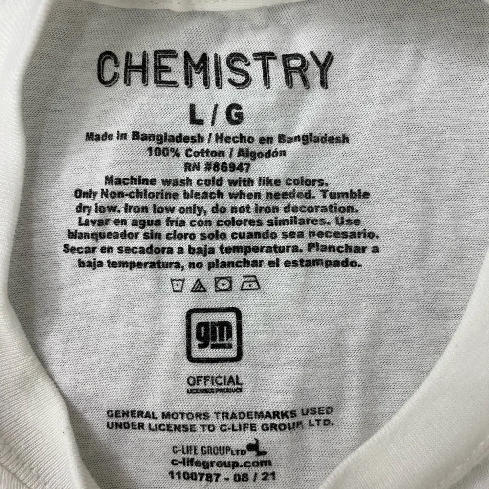 Men’s Large Chemistry Corvette Classics  White Short Sleeve Graphic T-Shirt - Picture 5 of 8